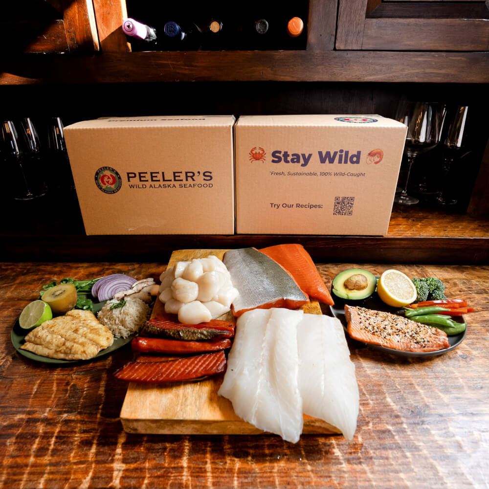 Red & White Box WildCaught Peeler's Wild Alaska Seafood MT, ID, ND